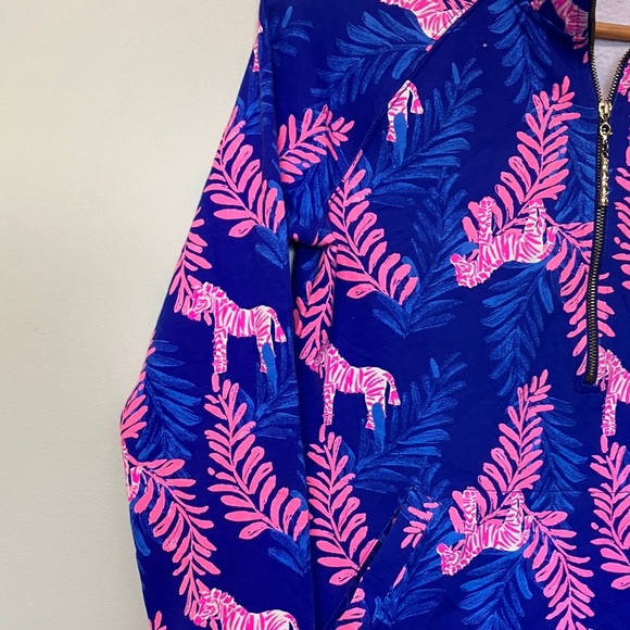 Lilly Pulitzer Vibrant Blue and Pink Quarter-Zip Pullover - Picture 3 of 5